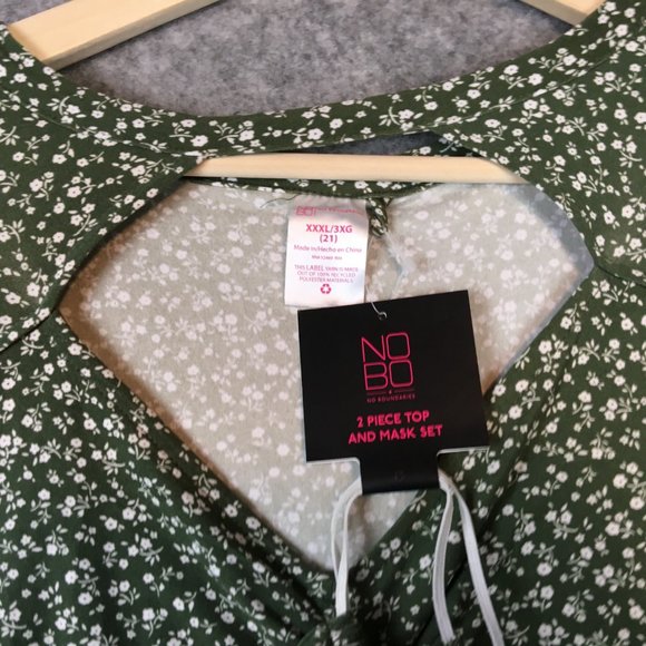 No Boundaries Top XXXL 21 Boho Cottagecore Green Ditsy Floral Print Cutout Front - Picture 4 of 15